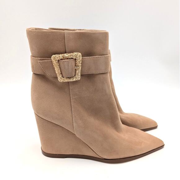 Sam Edelman Weslie Pointed Toe Wedge Bootie Women's Caramel Size US7 EU38 - Picture 4 of 12